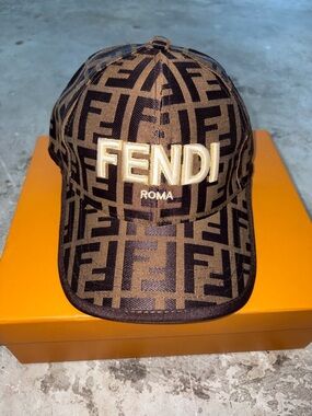 Fendi Brown Monogram Logo Baseball Cap